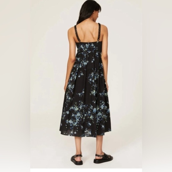 Les Reveries x Rent the Runway women’s 8 navy floral midi dress w/ chain straps - Picture 2 of 9